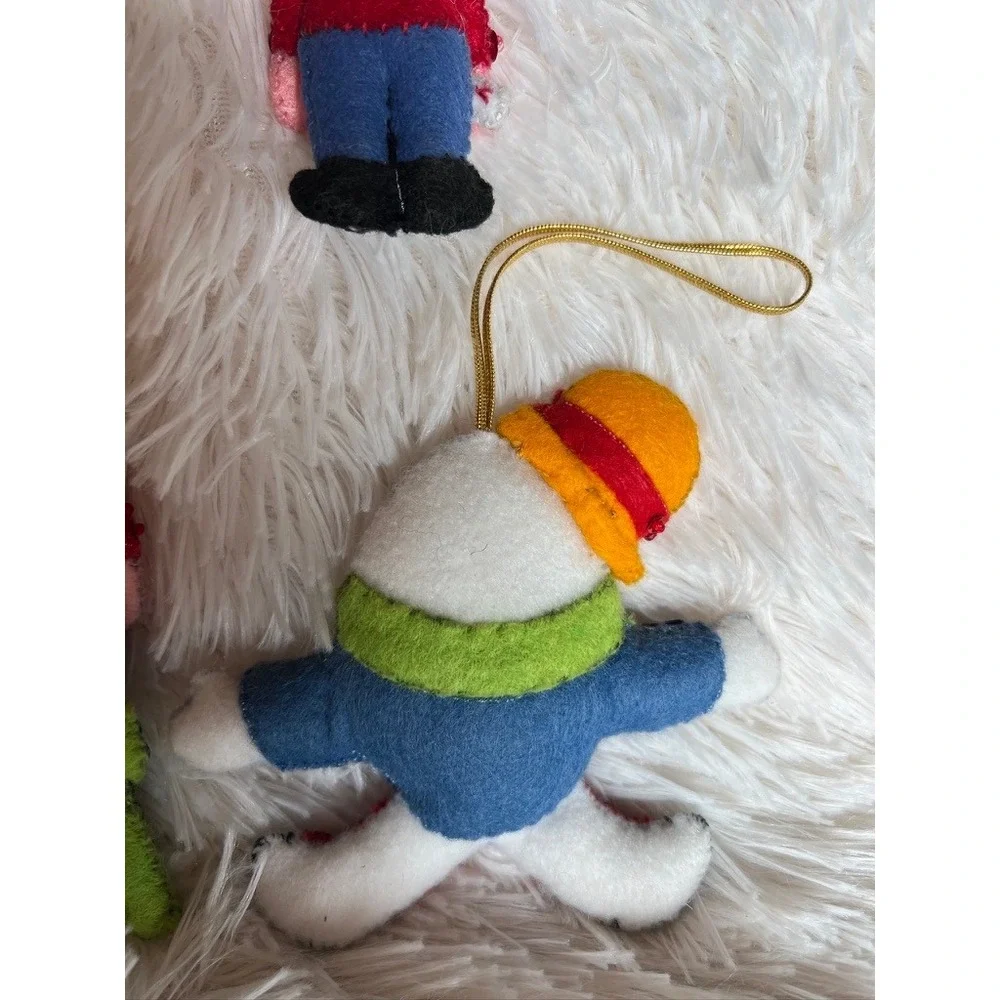Handmade Felt Christmas Ornaments 5 Vintage Kitschy Nursery Rhymes Childrens